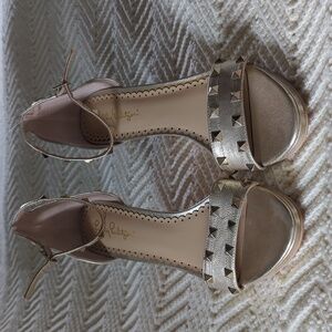 Lilly Pulitzer Gold Wedge Sandals